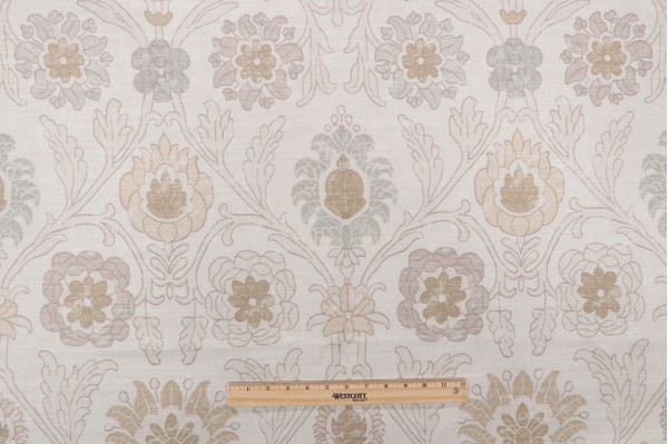 Thibaut Buccini Printed Linen Blend Drapery Fabric in Cream F96056