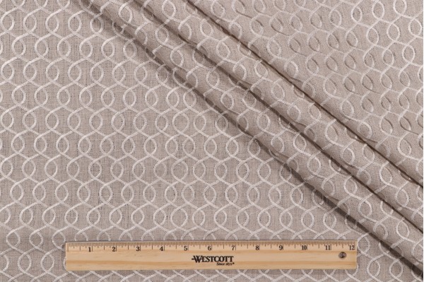 Thibaut Anna French Ballad Embroidered Linen Decorator Fabric in Light Flax on Flax AW2556