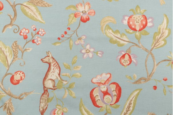 Thibaut Westchester Printed Cotton Drapery Fabric in Aqua F94717