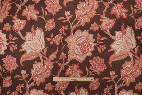 Thibaut Jacobean Trail Printed Linen Blend Drapery Fabric in Brown F93308