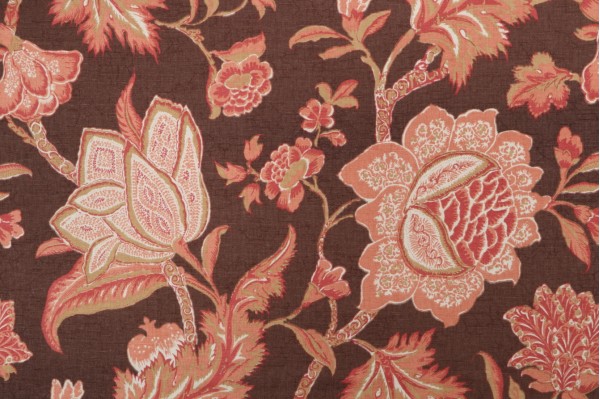 Thibaut Jacobean Trail Printed Linen Blend Drapery Fabric in Brown F93308