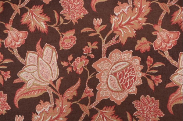 Thibaut Jacobean Trail Printed Linen Blend Drapery Fabric in Brown F93308