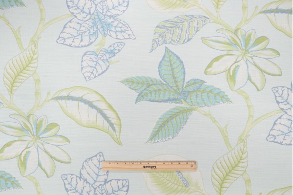 Click for 9.2 Yards Thibaut Lucala Printed Linen Blend Drapery Fabric in Aqua and Green F95751 Thibaut Lucala Printed Linen Blend Drapery Fabric in Aqua and Green F95751