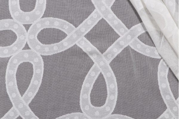 Thibaut Rope Madras Woven Cotton Sheer Drapery Fabric in Ivory AW1382