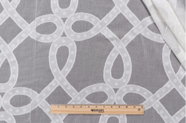 Thibaut Rope Madras Woven Cotton Sheer Drapery Fabric in Ivory AW1382