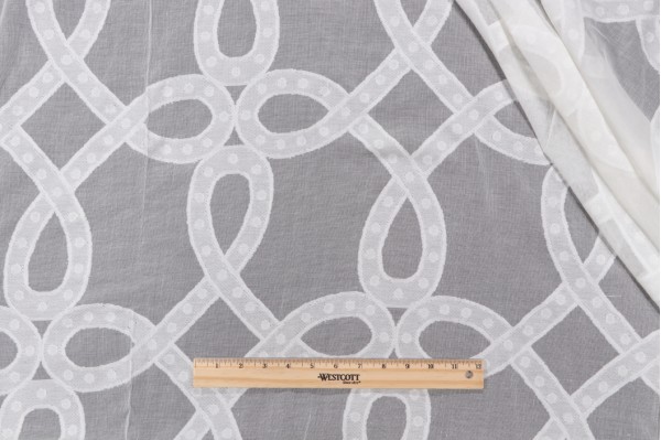 Thibaut Rope Madras Woven Cotton Sheer Drapery Fabric in Ivory AW1382