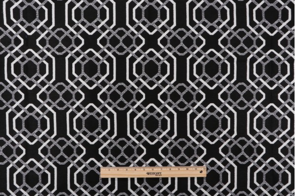 Bella Dura Alexandria Woven Polyolefin Outdoor Fabric in Black/White 