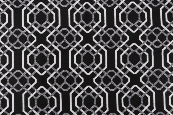Bella Dura Alexandria Woven Polyolefin Outdoor Fabric in Black/White 