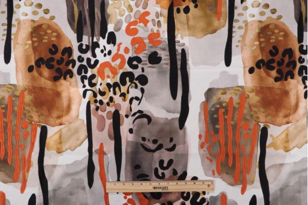 TFA In The Jungle Printed Embroidered Cotton Drapery Fabric in Safari 