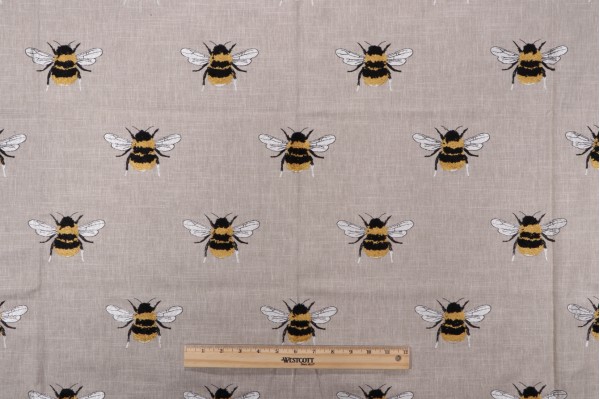TFA Busy Bee Embroidered Cotton Decorator Fabric in Linen 