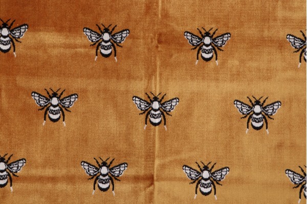 TFA Bee Kind Latex Backed Velvet Upholstery Fabric in Turmeric 