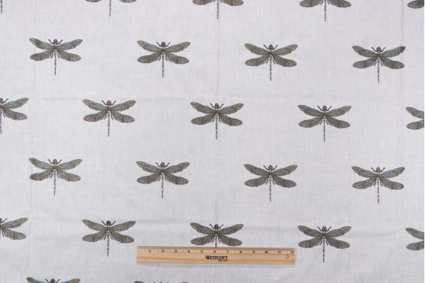 TFA Sitting Pretty Embroidered Cotton Decorator Fabric in Seaglass 