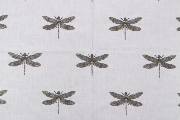 TFA Sitting Pretty Embroidered Cotton Decorator Fabric in Seaglass 