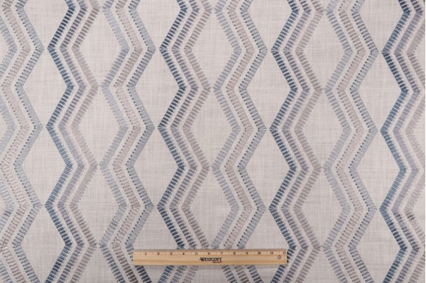 TFA So Vain Embroidered Decorator Fabric in Azure 