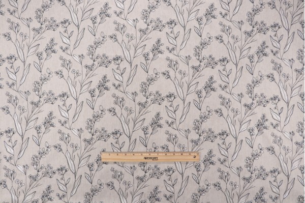 Sample of Valiant Fabrics Elory Embroidered Cotton Blend Decorator Fabric in Charcoal 