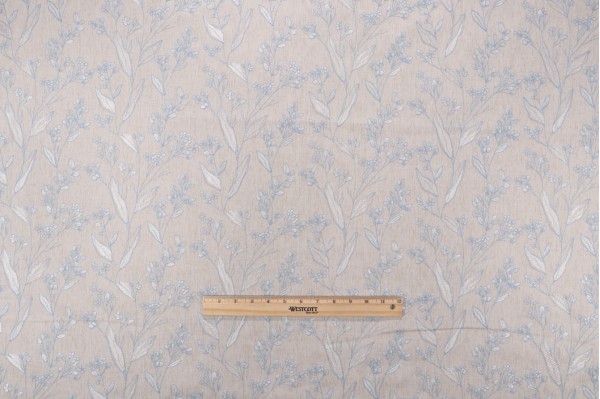 Valiant Fabrics Elory Embroidered Cotton Blend Decorator Fabric in Cadet 