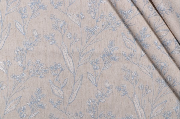 Valiant Fabrics Elory Embroidered Cotton Blend Decorator Fabric in Cadet 