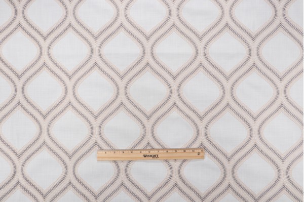 Valiant Fabrics Sadie Embroidered Cotton Blend Decorator Fabric in Cream 