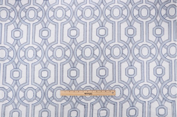 Sample of Valiant Fabrics Merritt Embroidered Decorator Fabric in Nautical 