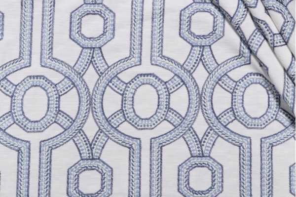 Sample of Valiant Fabrics Merritt Embroidered Decorator Fabric in Nautical 
