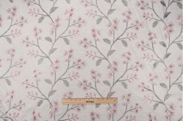 Valiant Fabrics Danica Embroidered Poly Cotton Decorator Fabric in Petal 
