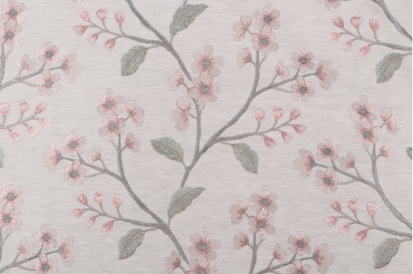 Valiant Fabrics Danica Embroidered Poly Cotton Decorator Fabric in Petal 