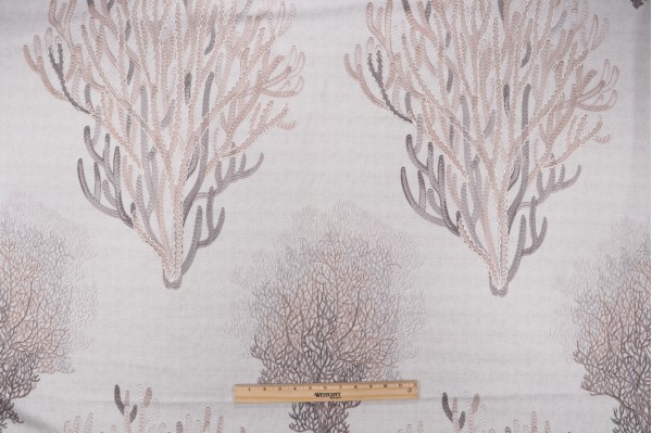 Click for Lino Textiles Textiles Bermuda Coral Reef Embroidered & Printed Cotton Drapery Fabric in Nutmeg Grey  Lino Textiles Textiles Bermuda Coral Reef Embroidered & Printed Cotton Drapery Fabric in Nutmeg Grey