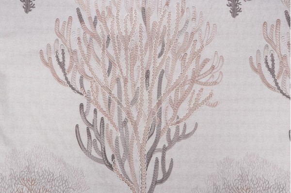 Click for Lino Textiles Textiles Bermuda Coral Reef Embroidered & Printed Cotton Drapery Fabric in Nutmeg Grey  Lino Textiles Textiles Bermuda Coral Reef Embroidered & Printed Cotton Drapery Fabric in Nutmeg Grey
