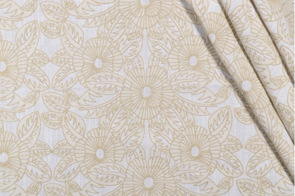 Valiant Fabrics Cynthia Embroidered Decorator Fabric in Wheat 