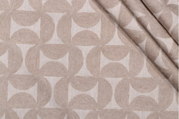 PK Lifestyles Pinwheels Embroidery Decorator Fabric in Linen 