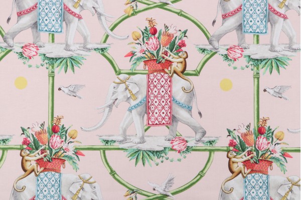 Harrison Howard Before The Raj Printed Cotton Drapery Fabric in Petal 