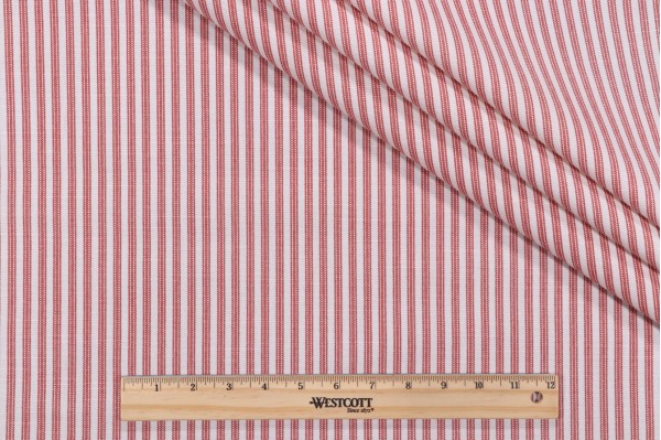 Sample of PK Lifestyles Everyday Ticking Printed Cotton Drapery Fabric in Radish 