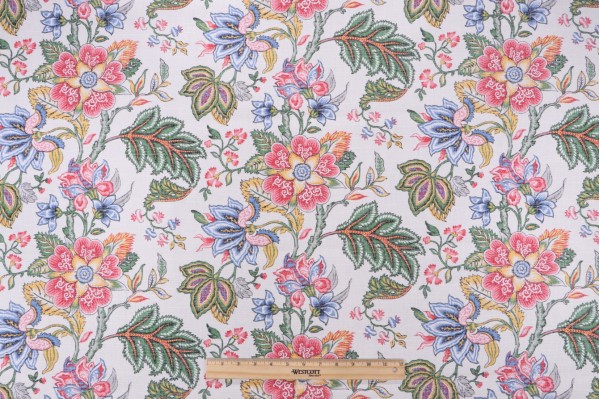 PK Lifestyles Flowering Printed Cotton Drapery Fabric in Spring 