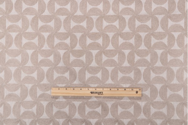 PK Lifestyles Pinwheels Embroidery Decorator Fabric in Linen 