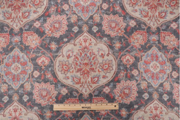 PK Lifestyles Caspian Printed Chenille Decorator Fabric in Smoke 