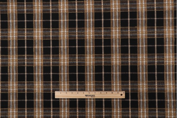PK Lifestyles Malcom Plaid Woven Decorator Fabric in Ebony 