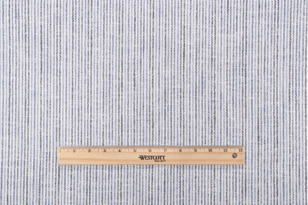 Sample of P Kaufmann Raji Stripe Printed Drapery Fabric in Indigo 