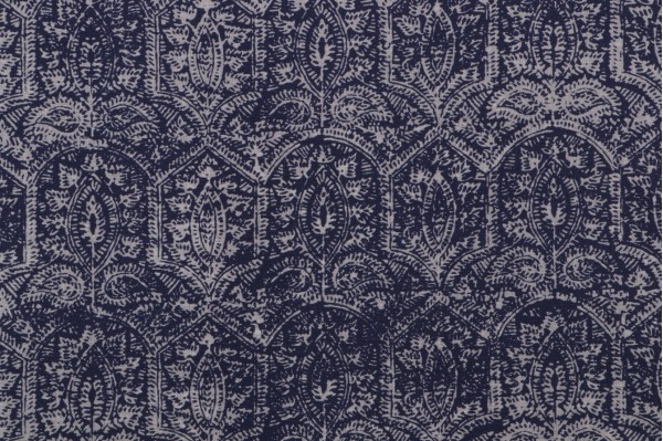 P Kaufmann Jaipur Printed Cotton Linen Drapery Fabric in Indigo 