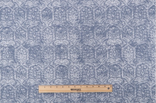 P Kaufmann Jaipur Printed Cotton Linen Drapery Fabric in Blue Clay 