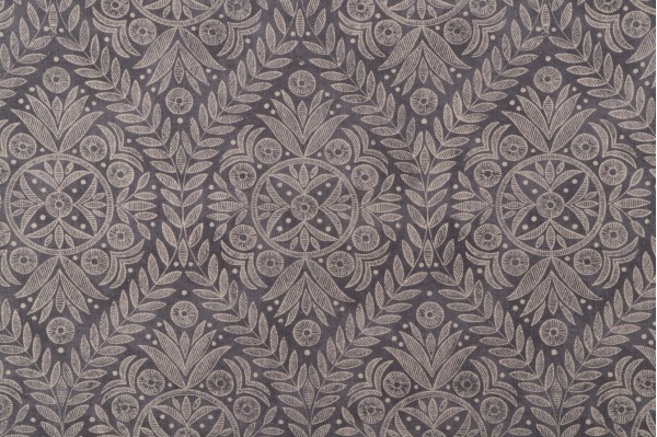 P Kaufmann Pavillion Trellis Printed Cotton Linen Drapery Fabric in Charcoal 