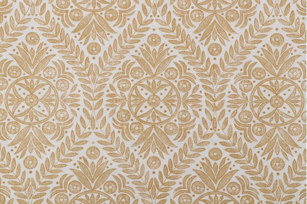 P Kaufmann Pavillion Trellis Printed Cotton Linen Drapery Fabric in Turmeric 