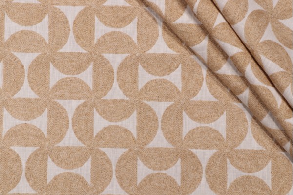 PK Lifestyles Pinwheels Embroidery Decorator Fabric in Gold 