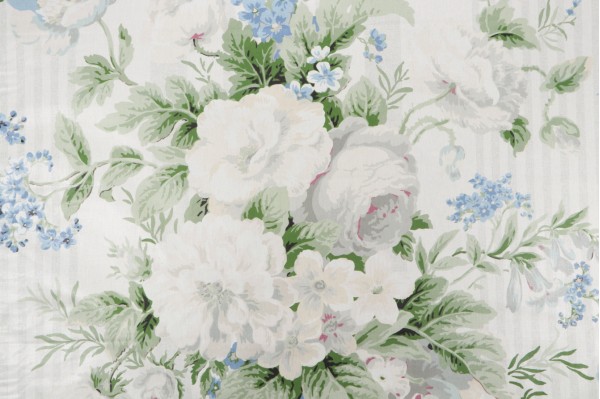 P Kaufmann Battersea Bouquet Printed Polished Cotton Drapery Fabric in Mist Green 