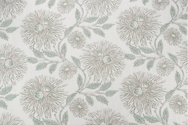 P Kaufmann Dahlia Trail Printed Cotton Linen Drapery Fabric in Fennel 