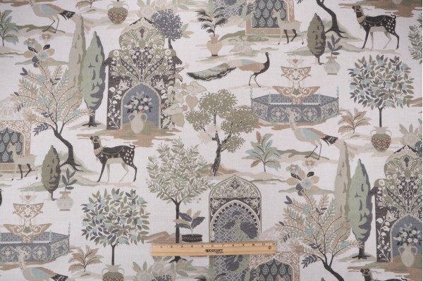 Click for P Kaufmann Shalimar Garden Printed Cotton Drapery Fabric in Celadon  P Kaufmann Shalimar Garden Printed Cotton Drapery Fabric in Celadon
