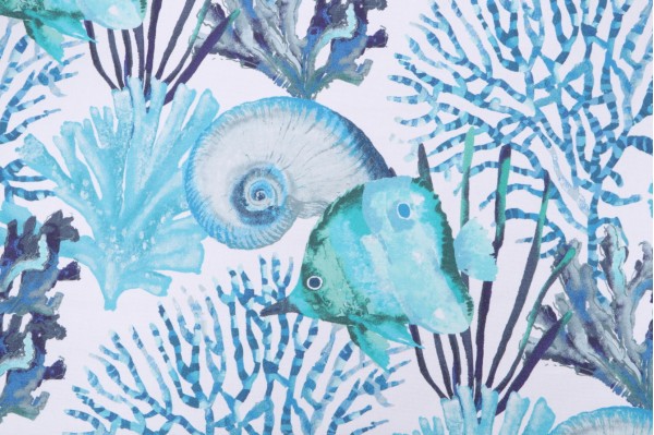 P Kaufmann St Tropez Printed Cotton Drapery Fabric in Ocean 