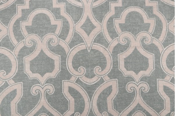 Sample of Thibaut Barrowgate F94714 Printed Linen Blend Drapery Fabric in Aqua 