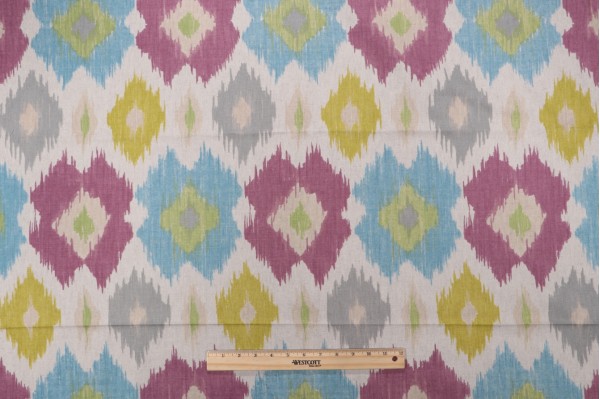 Thibaut Bimini Ikat F95731 Printed Linen Blend Drapery Fabric in Grey 