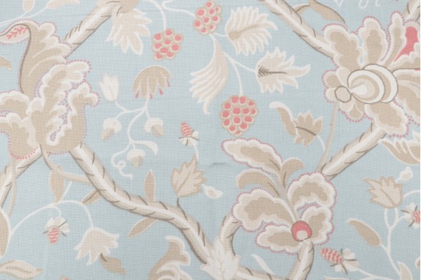 Sample of Thibaut Denmark F96035 Printed Cotton Blend Drapery Fabric in Aqua 