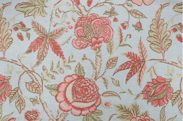 Thibaut Fanfare Printed Cotton Linen Drapery Fabric in Blue F96751